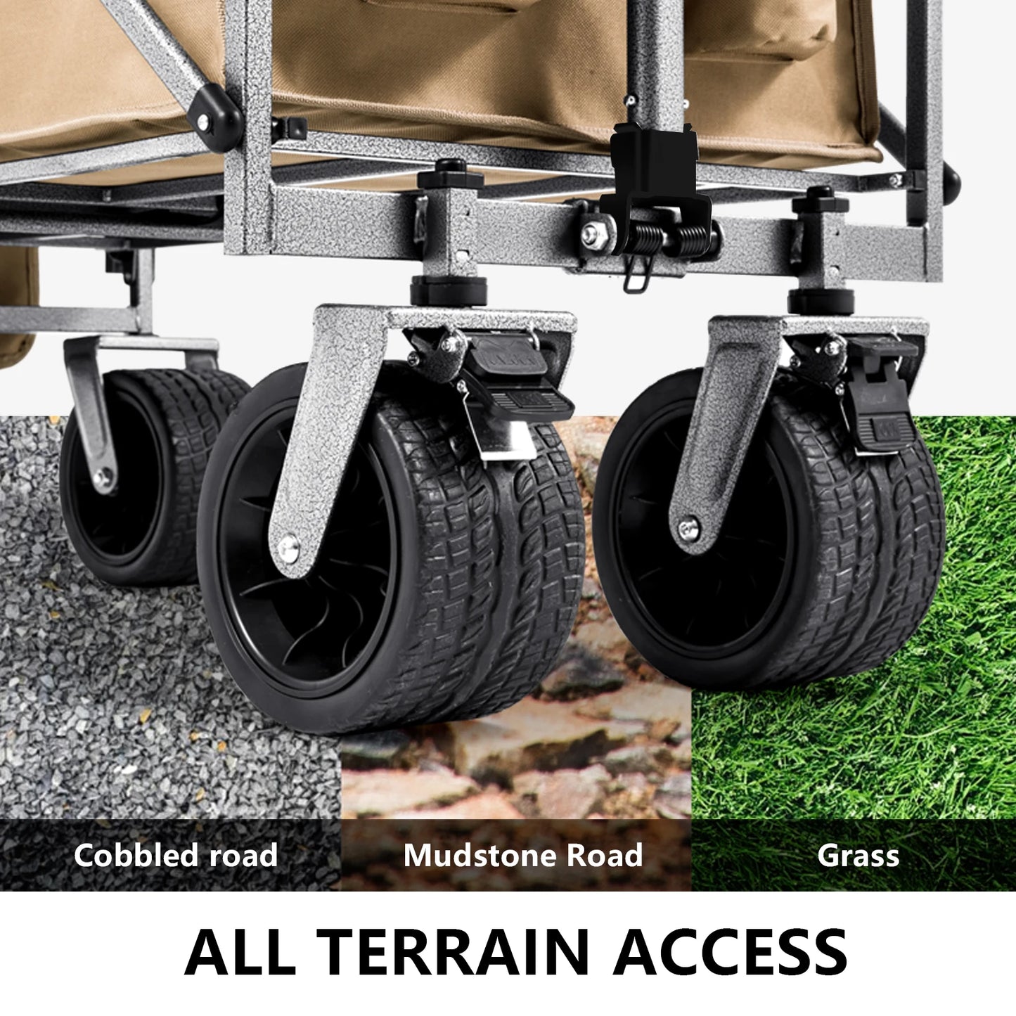 BISINNA Camping Wagon Cart Folding Utility Heavy Duty Large Capacity Trolley Outdoor Shopping Picnic Collapsible Hand Truck