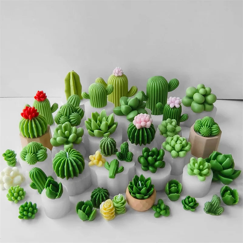 3D Silicone Candle Soap Mold Cactus Succulents Plaster Cement Mold Home Decoration DIY Aromatherapy Wedding Gifts silicone molds