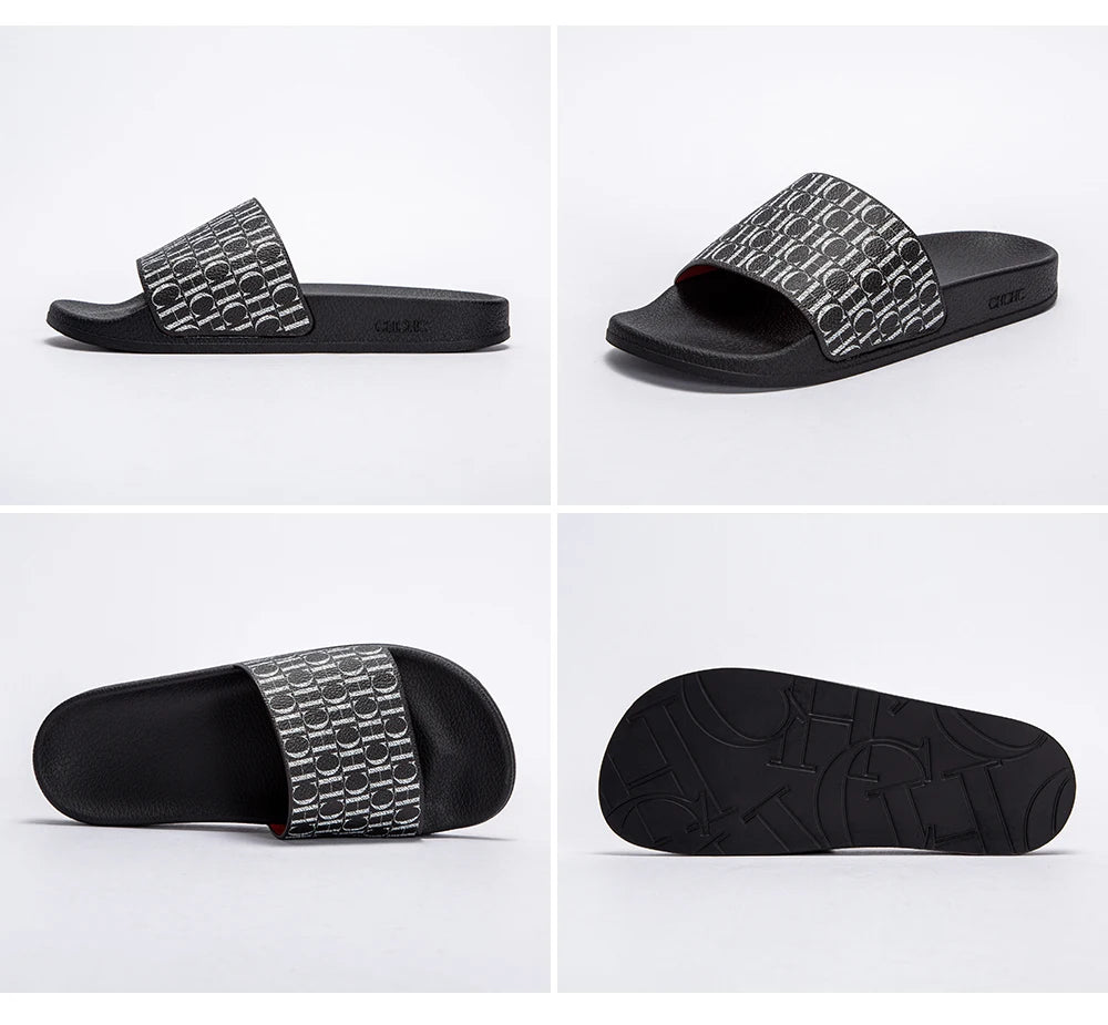 Fashionable Classic Simplicity Women's New 2024 Slippers PVC Material Letter Printing Outdoor Casual Flat Bottom Slippers