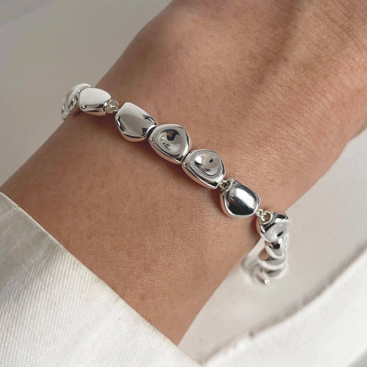 100% Solid 925 Sterling Silver Metal Bracelet for Women Handmade Simple Stone Bracelet Birthday Gift Party