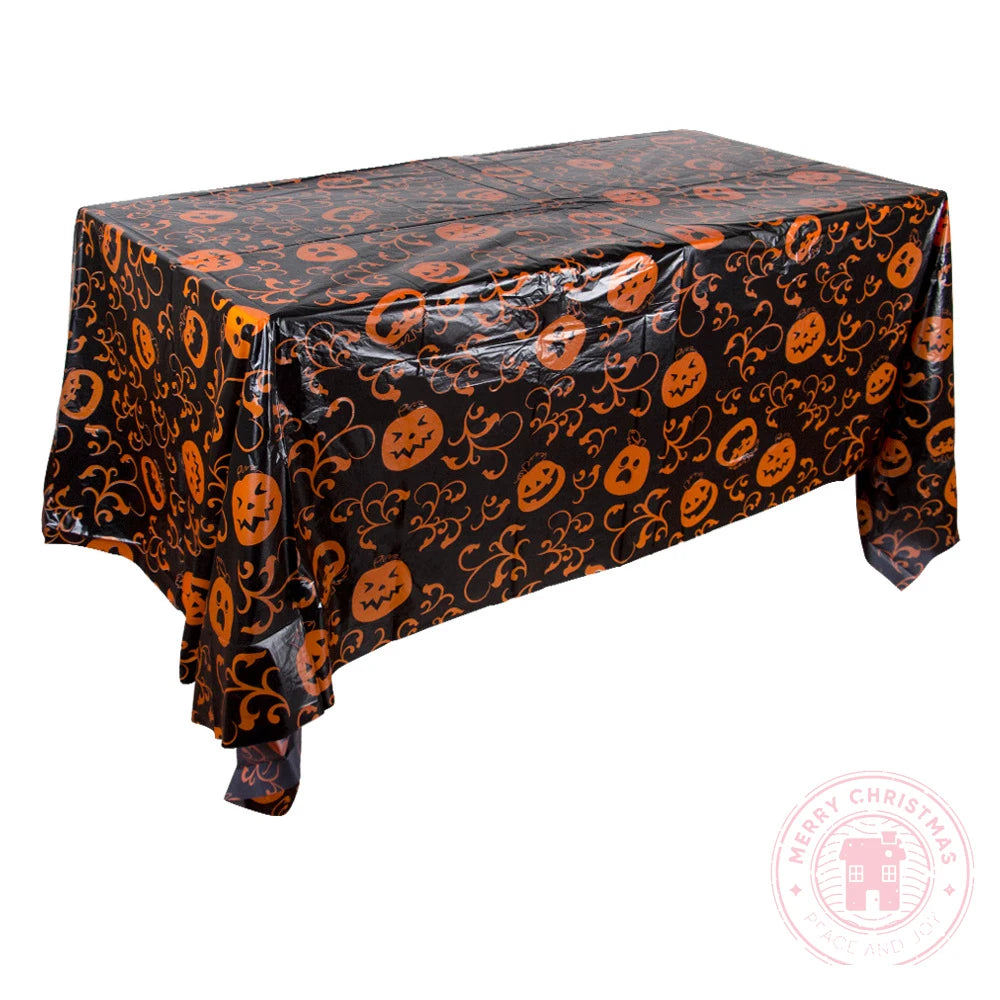 220cm×130cm Christmas Halloween Tablecloth Party Activities Family Parti Decoration Spider Snowman Pumpkin Pattern Tablecloth