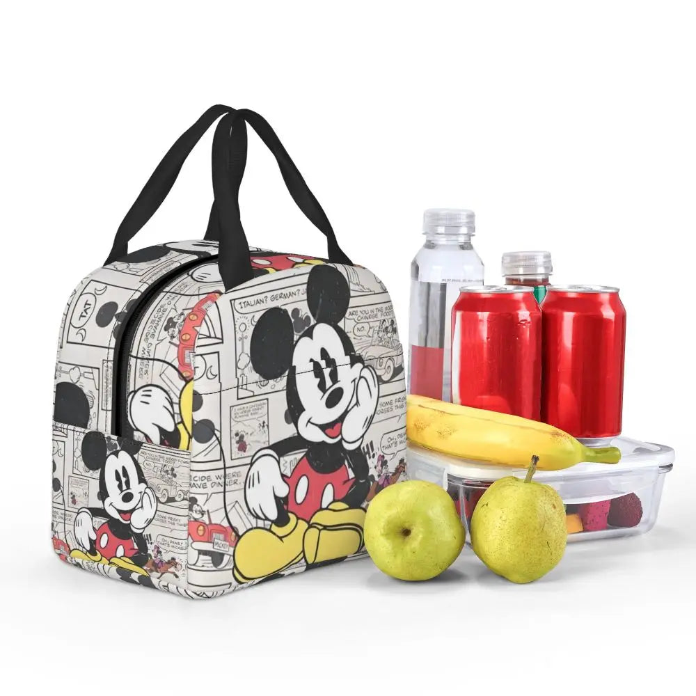 Custom Mickey Pink Minnie Mouse Lunch Bag Women Creative Design Cooler Warm Insulated Lunch Box for Kids School
