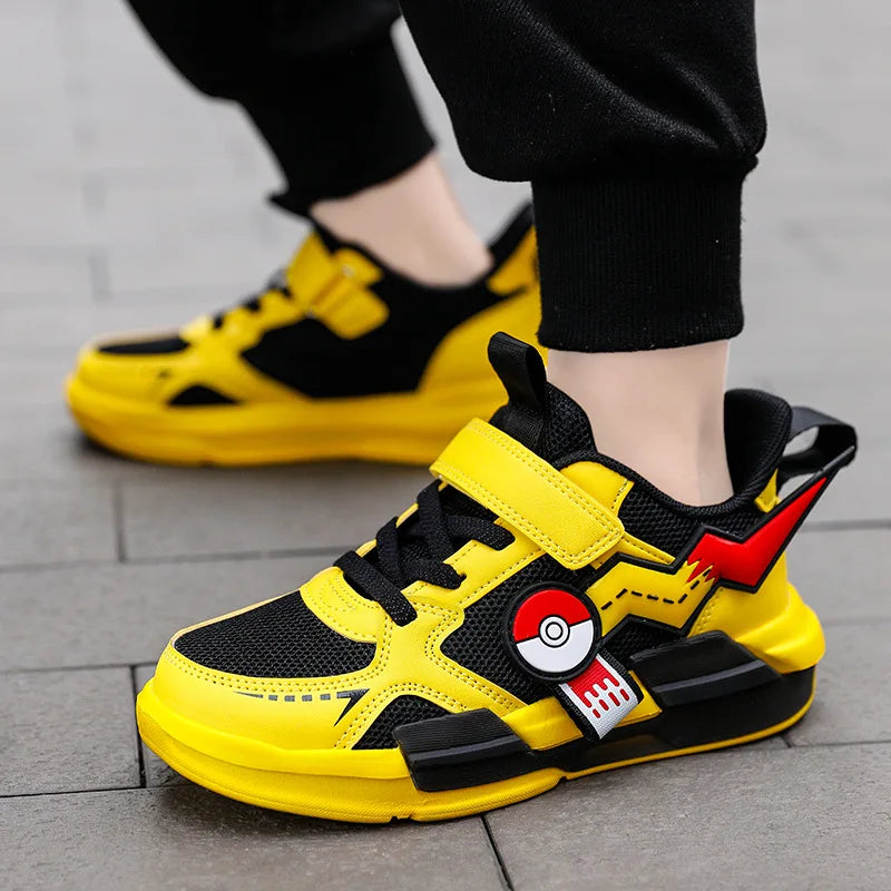 Pokemon Pikachu Children Sports Shoes Spring and autumn Fashion Anime Boy Sneakers Student Breathable Non-slip Running Shoe