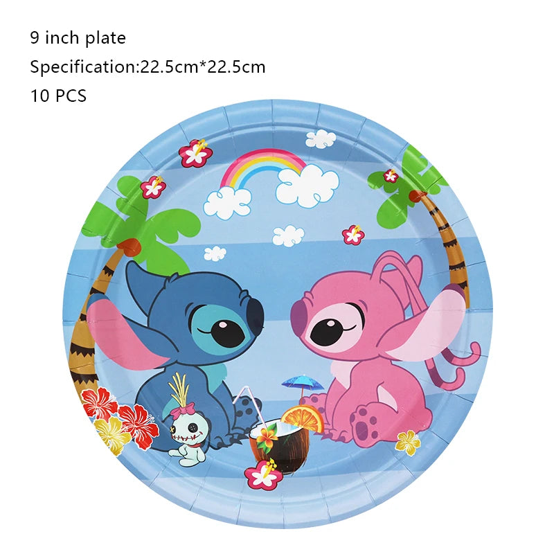 New Stitch Birthday Party Decoration Foil Latex Balloon With Pattern For Kids Event Supplies Disposable Tableware Plate Backdrop