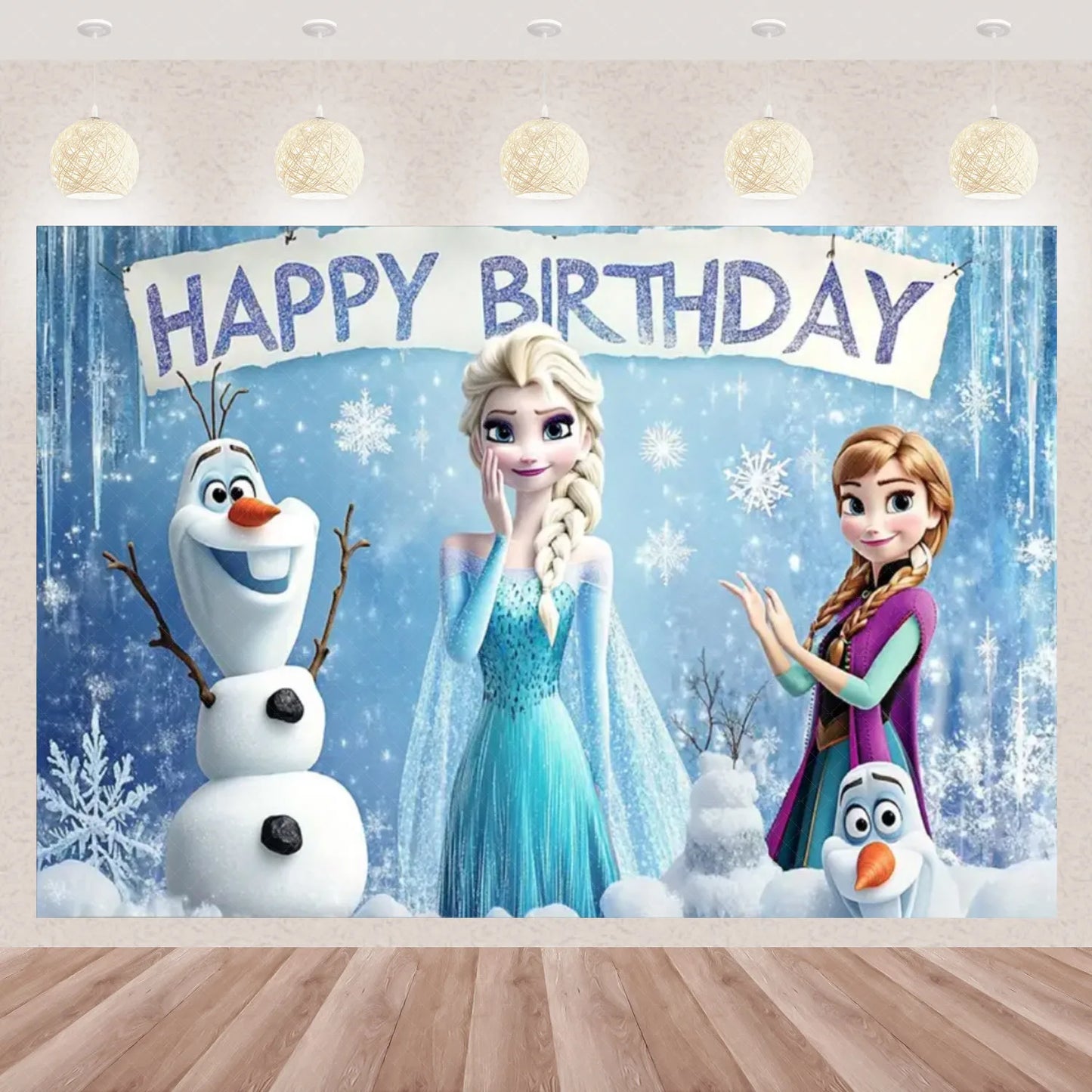 Frozen Elsa Anna Princess Theme Backdrop Frozen Birthday Party Decoration Baby Shower Supplies Background Photo Prop Girl Gift