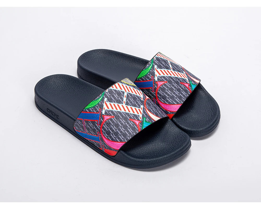 Fashionable Classic Simplicity Women's New 2024 Slippers PVC Material Letter Printing Outdoor Casual Flat Bottom Slippers