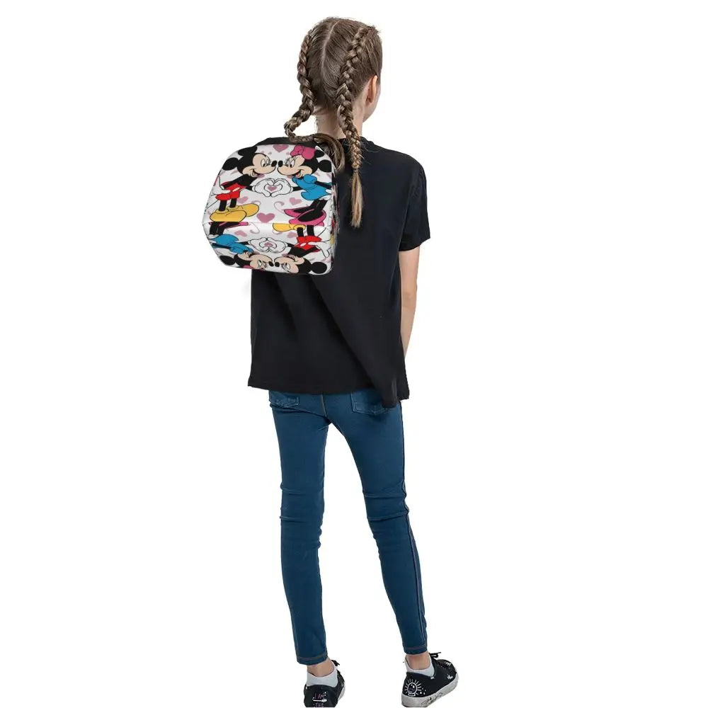 Custom Mickey Pink Minnie Mouse Lunch Bag Women Creative Design Cooler Warm Insulated Lunch Box for Kids School