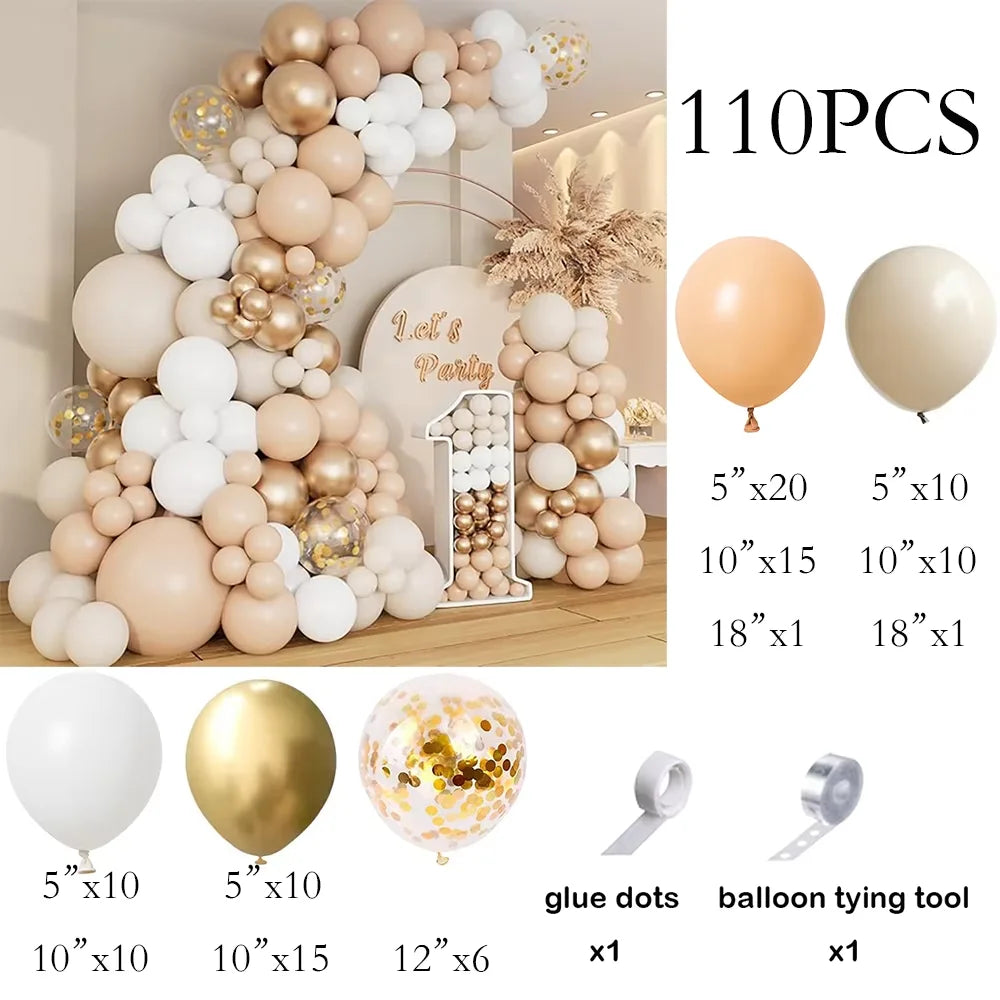 Nude White Sand Balloons Arch Kit Skin Gold Balloon Garland Kids Birthday Party Baby Shower Wedding Graduation Decoration Globos