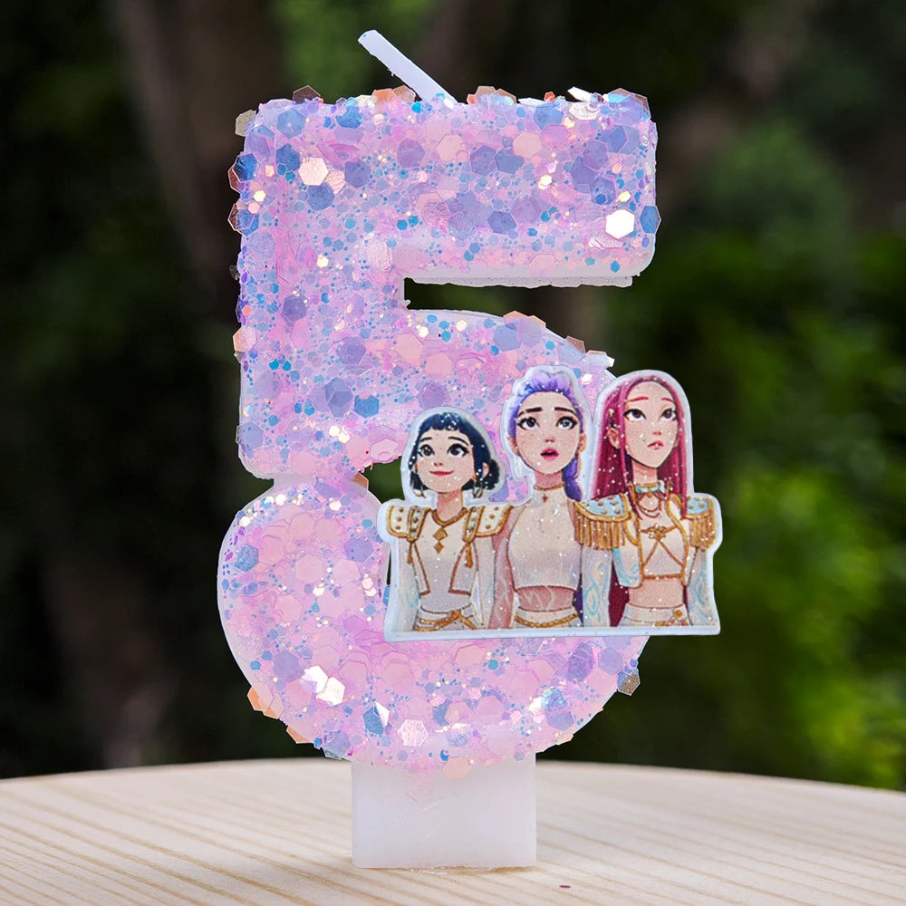 Kpop Demon Hunters Candle Number 0-9 Soccer Candle Cake Decoration Birthday Party for Kids Baby Shower Decor Gift