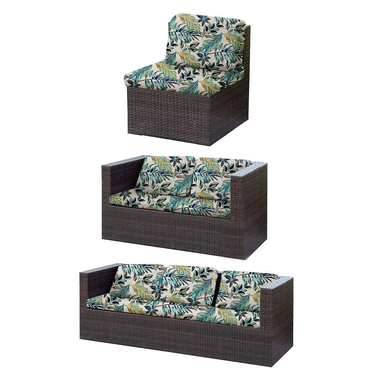 Waterproof Stretch Outdoor Sofa Covers Cushion Tropical Leaf Print Patio Furniture Protector Sectional Sofa Sets Slipcovers