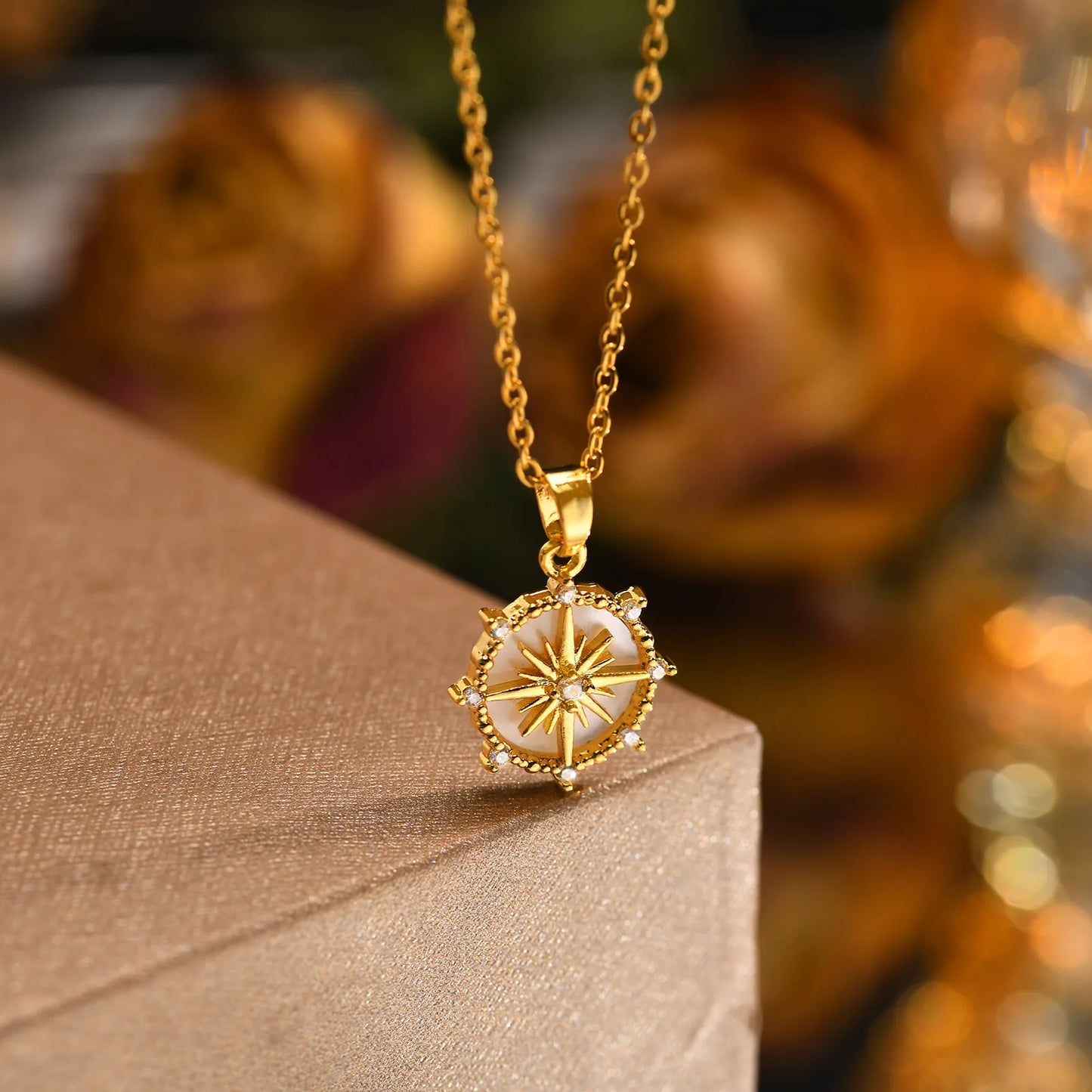 Stainless Steel Spiral Sun Flower Pendant Necklace for Women 18K Gold Plated Stackable Boho Necklace Waterproof Fashion Jewelry