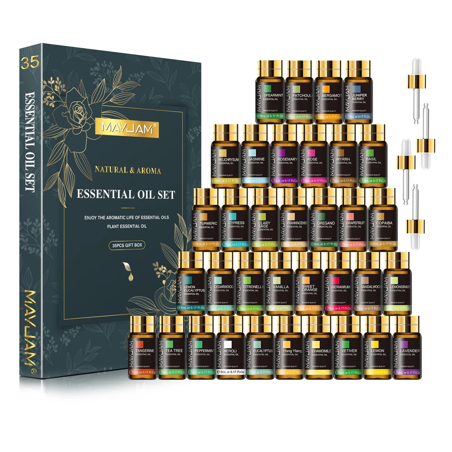MAYJAM 35pcs/set Essential Oils For Diffuser DIY Making Scent Candle Massage Burner Air freshener Aroma Oil Christmas Gift Box