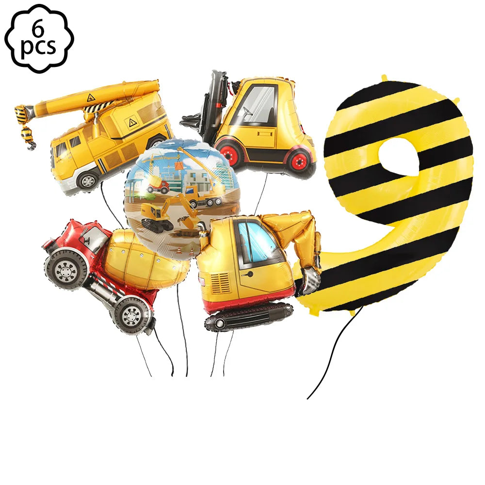 construction Party Banner Hanging swirls decor construction truck Excavator themed Banner boy construction Birthday decor Banner