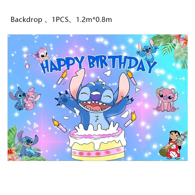 New Stitch Birthday Party Decoration Foil Latex Balloon With Pattern For Kids Event Supplies Disposable Tableware Plate Backdrop