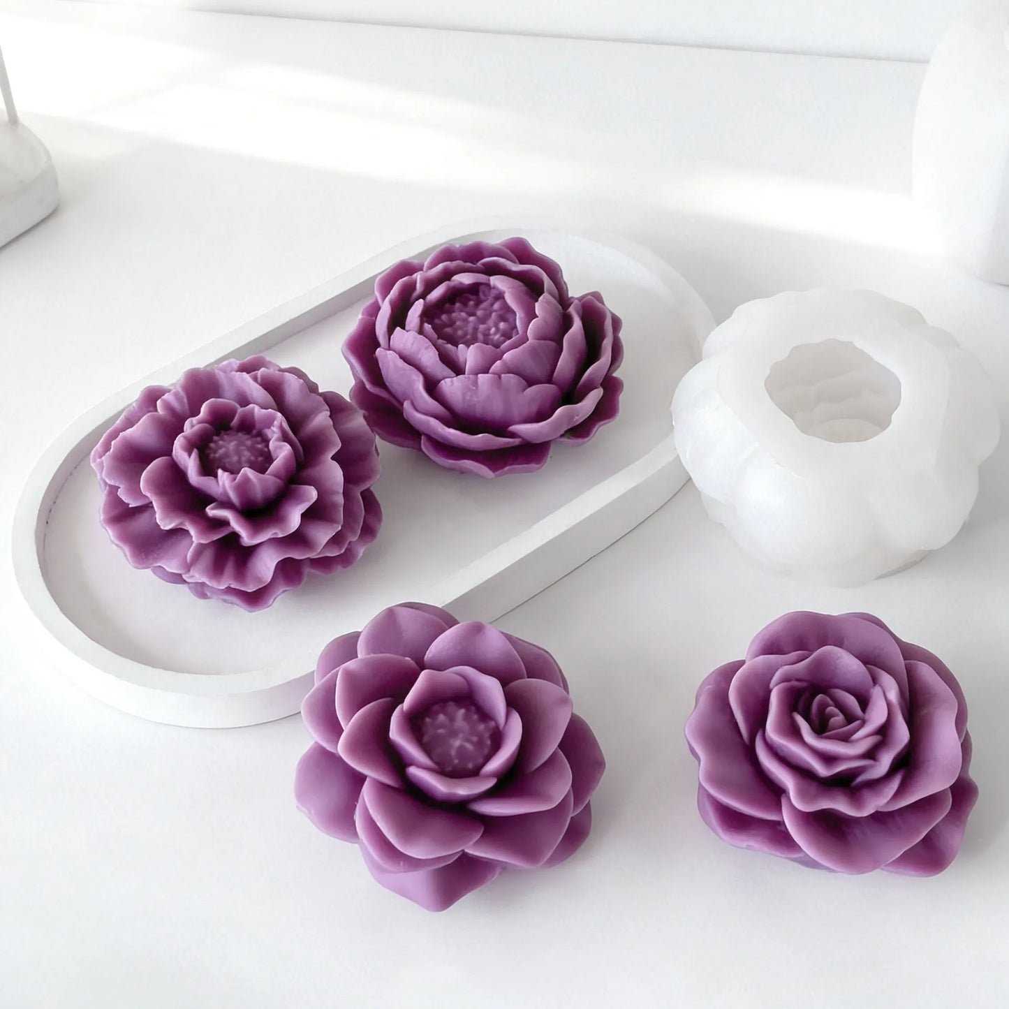 DIY Floral Series Rose Peony Lotus Silicone Mold Aroma Candle Plaster Resin Flowers Mold Handmade Soap Making Supplies