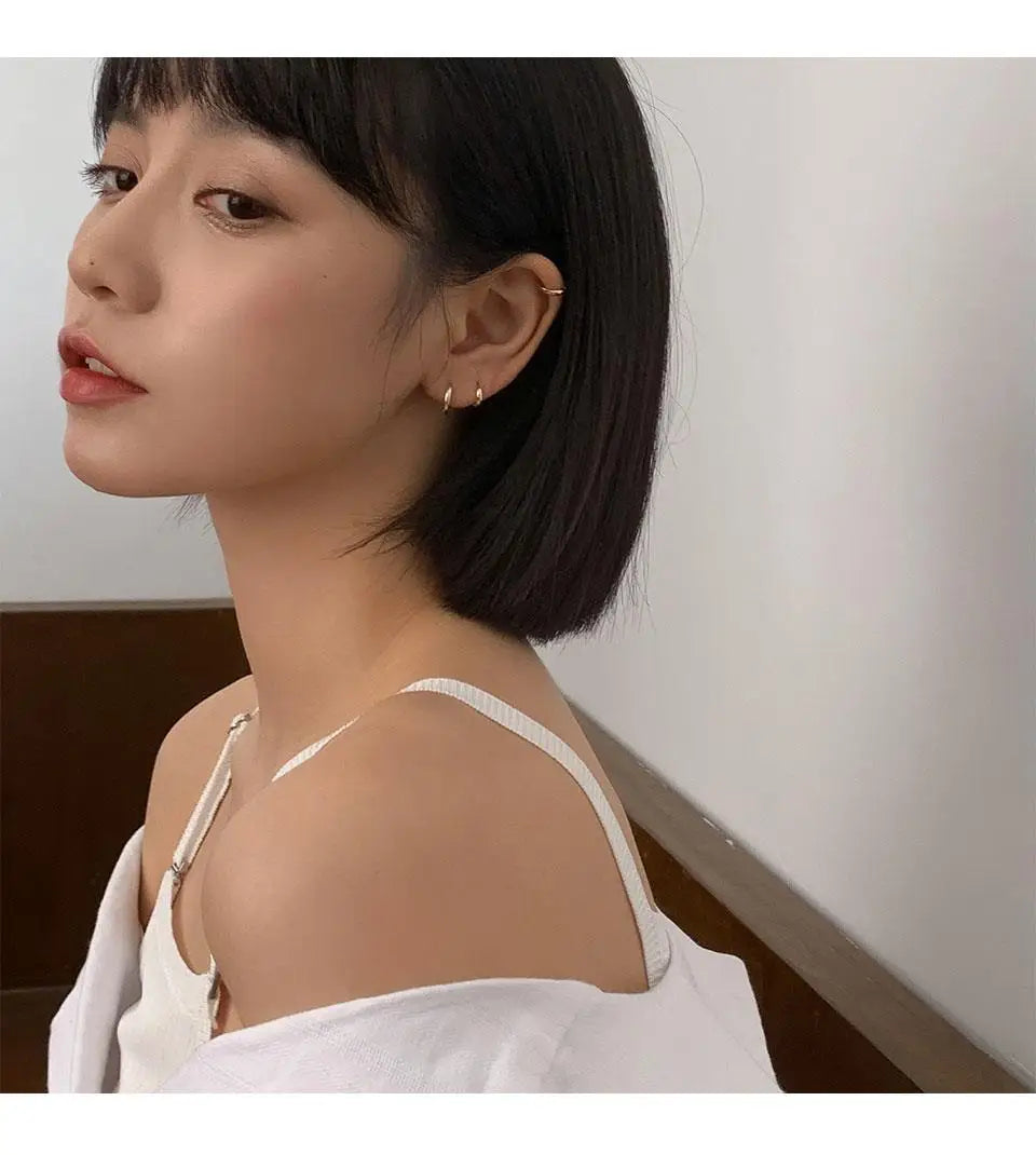Real 925 Sterling Silver Minimalist Bohemian Round Earring for Women Hoop Earring Jewelry Accessories