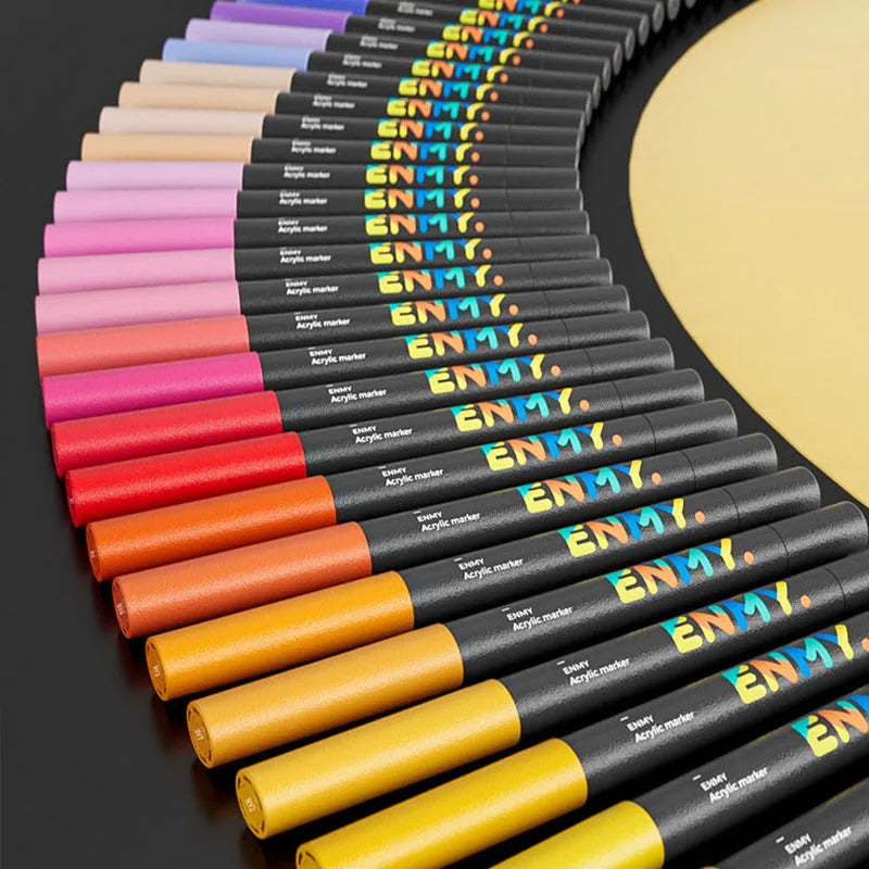ENMY Acrylic Paint Markers Pen Soft Head Direct Liquid Graffiti Painting QuickDry Pigments Art Supplies for Felt