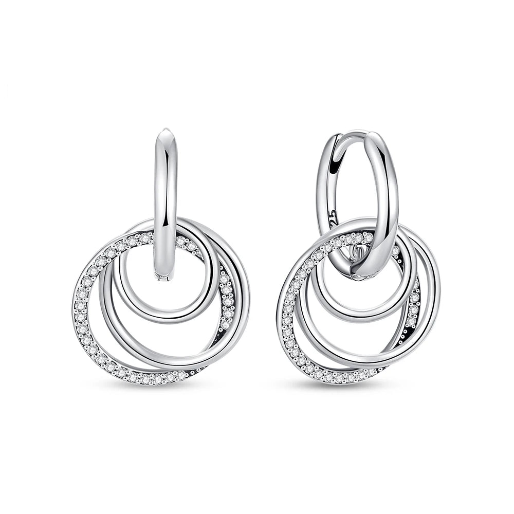 New 2025 Original 925 Sterling Silver Earrings For Women Piercing Hoop Love Heart Earings Rose Gold Wedding Gift Luxury Jewelry