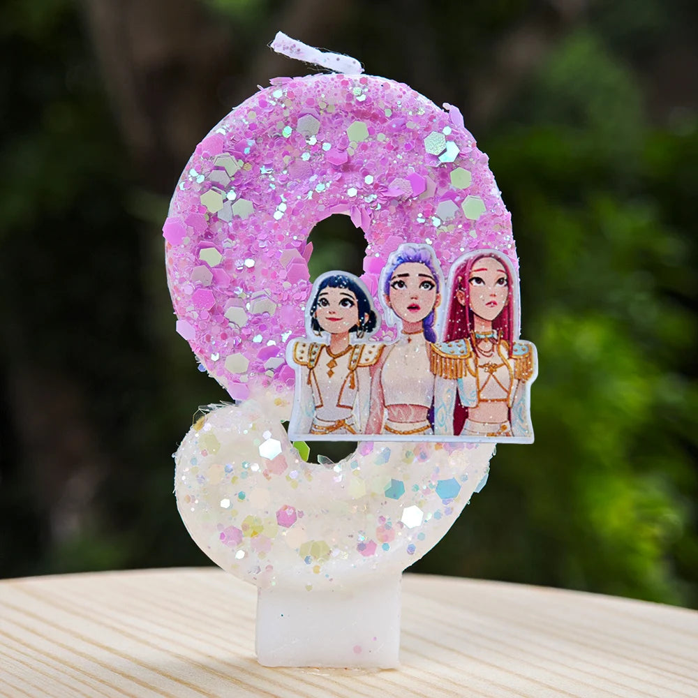 Kpop Demon Hunters Candle Number 0-9 Soccer Candle Cake Decoration Birthday Party for Kids Baby Shower Decor Gift