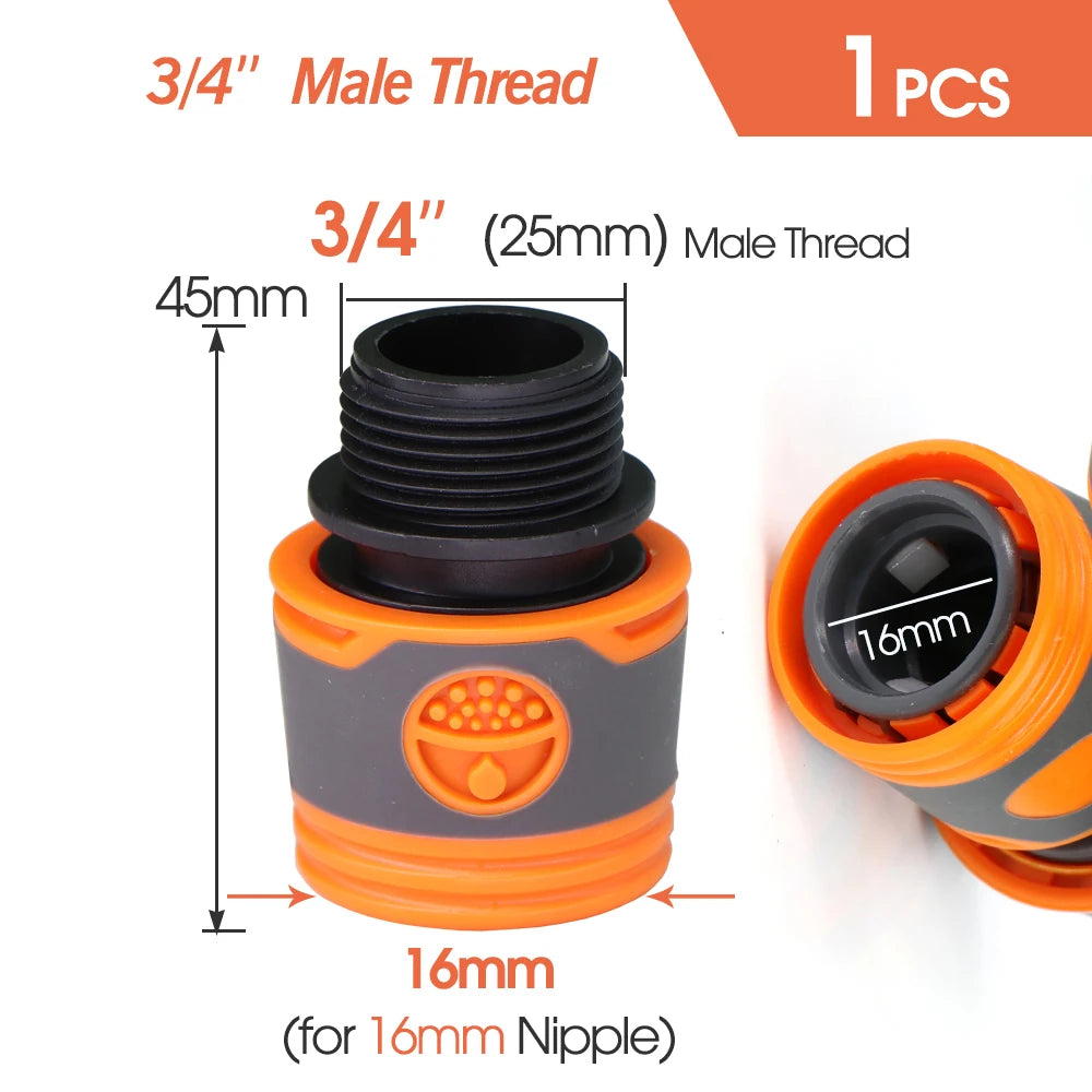 Garden Hose Quick Connector 1/2 3/4 Inch Pipe Coupler Stop Water Connector for Car Wash 20/16mm Irrigation Tube Repair Joints