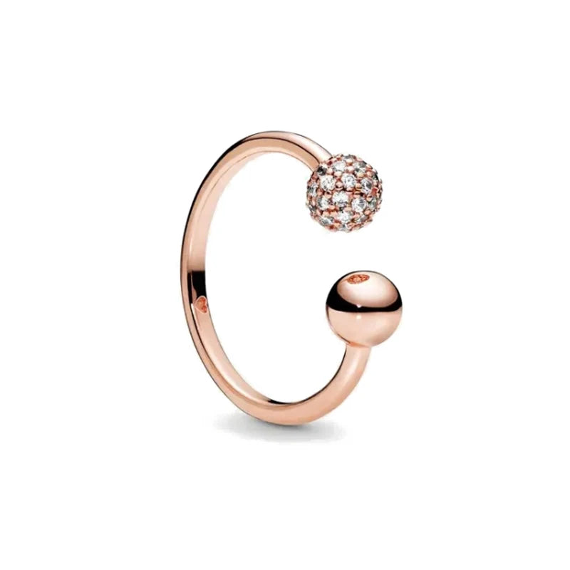 18K Rose Gold Plated 925 Originales Silver SilverLock To Love Heart Stone Wedding Luxury Ring Set For Woman Jewelry Party Gift