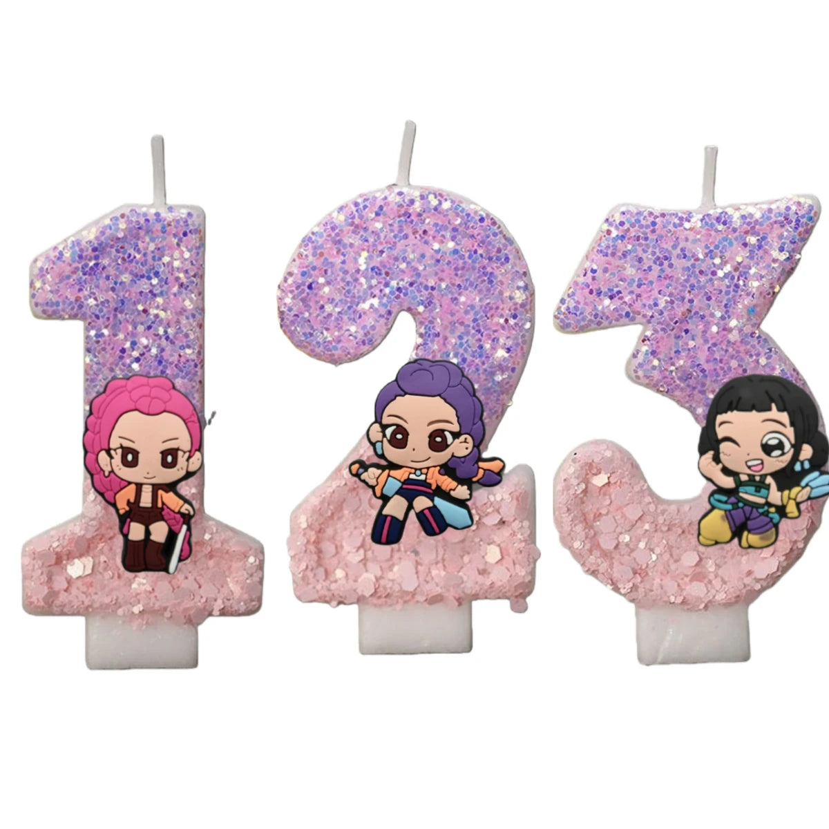 Cartoon Cute Girl Group Hunters Digital Candle Number 0-9 Kids Birthday Cake Decoration Supplies Party Accessories Supplies