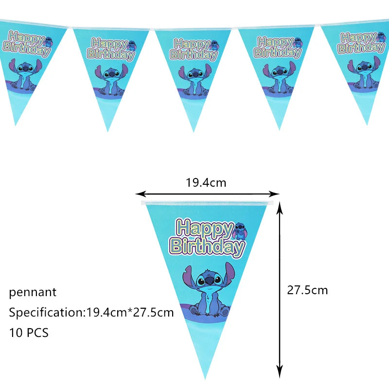 New Stitch Birthday Party Decoration Foil Latex Balloon With Pattern For Kids Event Supplies Disposable Tableware Plate Backdrop