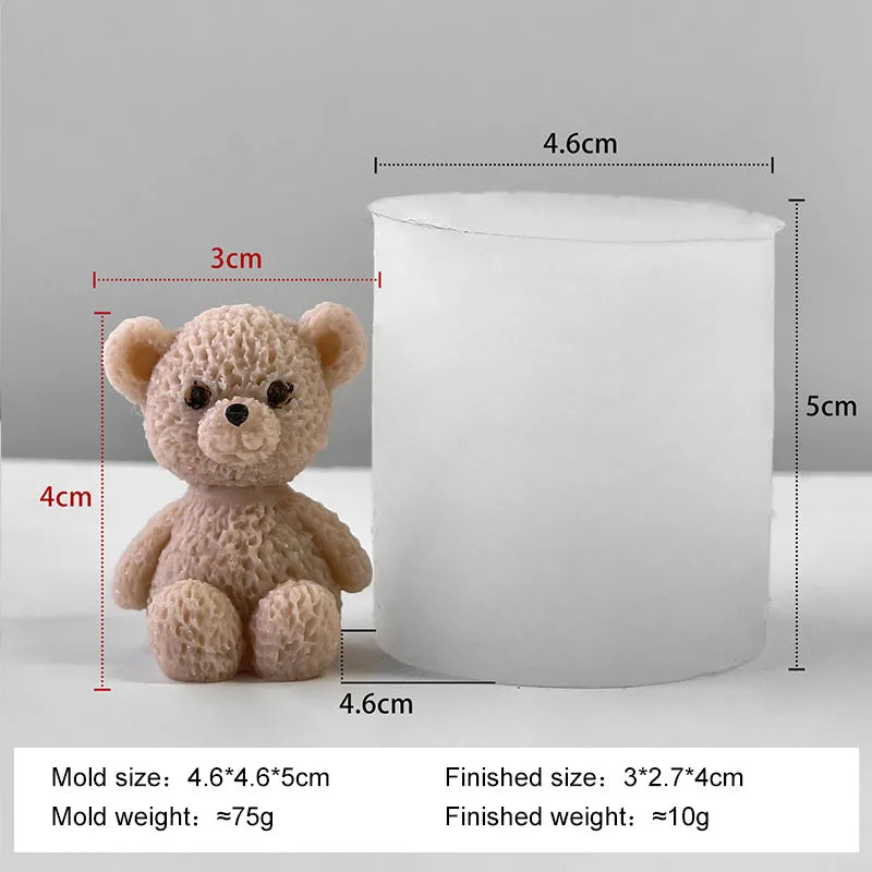 DIY Mini Bears Silicone Mold Aroma Candle Resin Ornament Mould Handmade Candy Chocolate Making Baking Molds