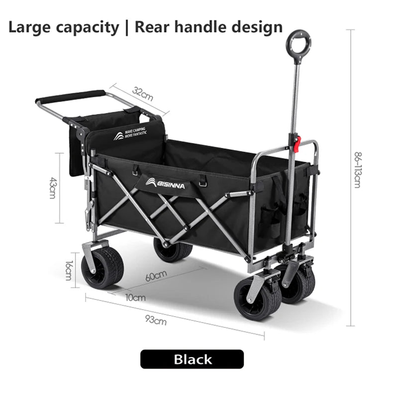BISINNA Camping Wagon Cart Folding Utility Heavy Duty Large Capacity Trolley Outdoor Shopping Picnic Collapsible Hand Truck