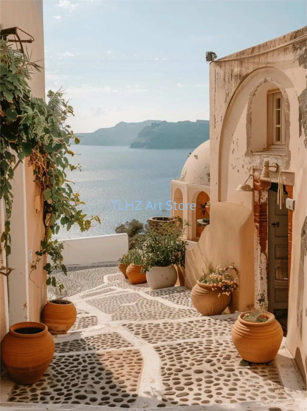 Modern Greece Summer Coast Santorini Travel Landscape Posters and Prints Canvas Printing Wall Art Picture for Living Room Decor