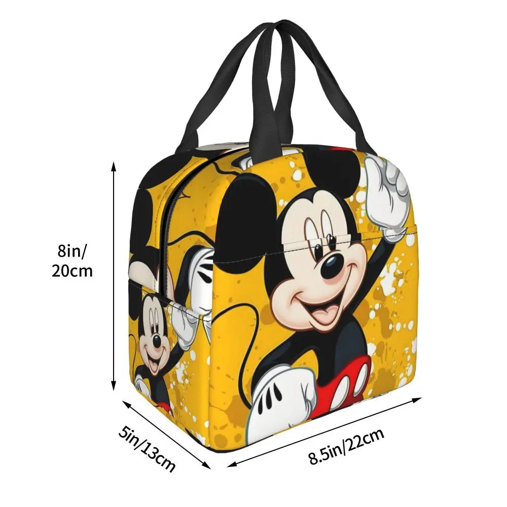 Custom Mickey Pink Minnie Mouse Lunch Bag Women Creative Design Cooler Warm Insulated Lunch Box for Kids School