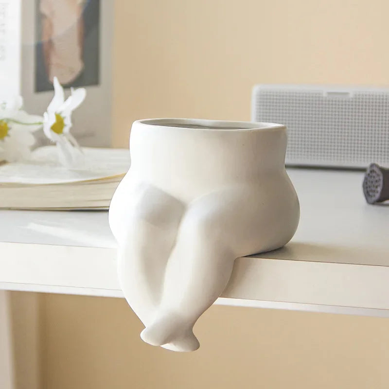 Ceramic Leg Vase Decorative Body Art Flower Pots Hydroponic Vase  Flower Planting Succulent Plants Vase Living Room Decoratio