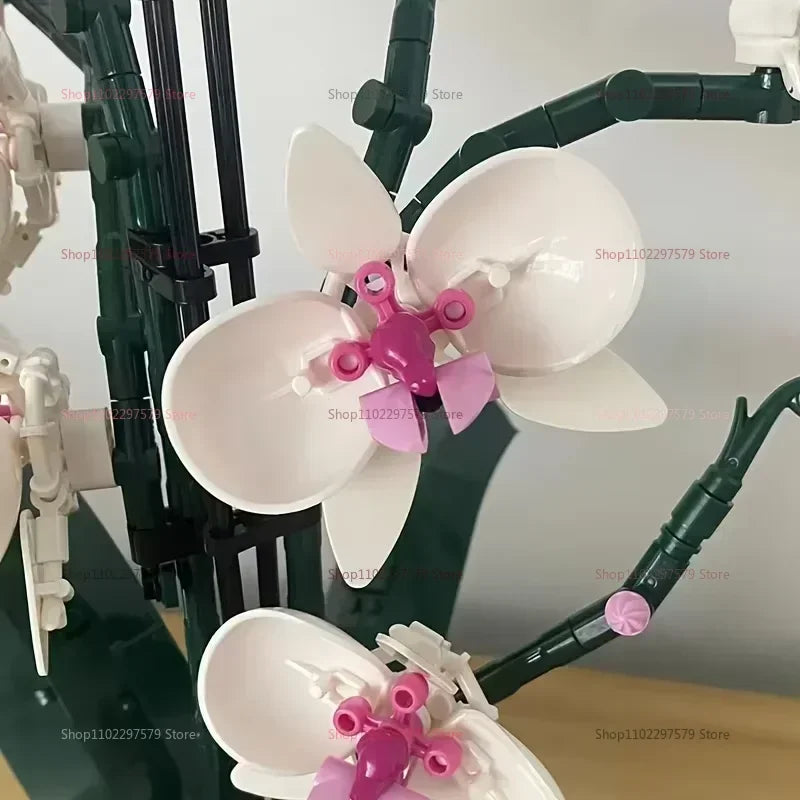 Creative Artificial Orchid Flower Bouquet Building Blocks Kit 600+PCS DIY Flower Garden Model Gifts For Girls Kids Home Decor