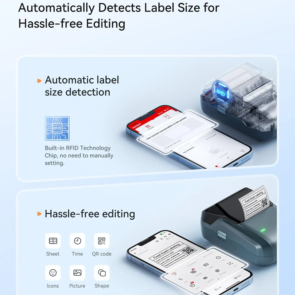 NIIMBOT B1 Portable Thermal Printer With Tapes 2 Inch Adhesive Label Printer Mini Bluetooth Sticker Maker Support Smartphones PC