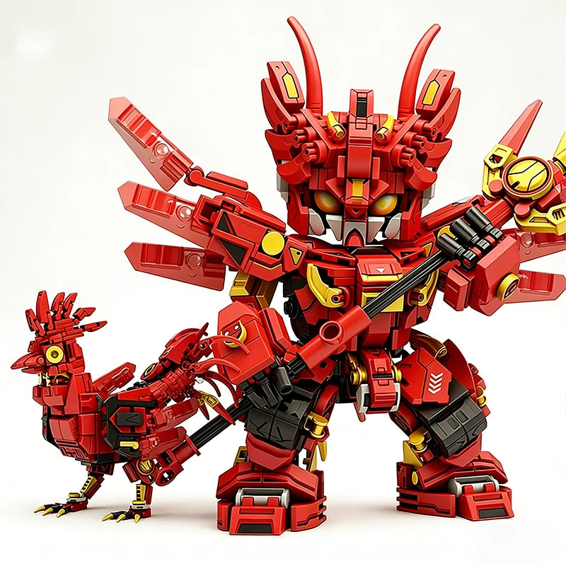 2in1 Transformable Robot Building Blocks Superhero Mecha Warrior Animal Building Blocks DIY Assembly Toy Childrens Holiday Gift