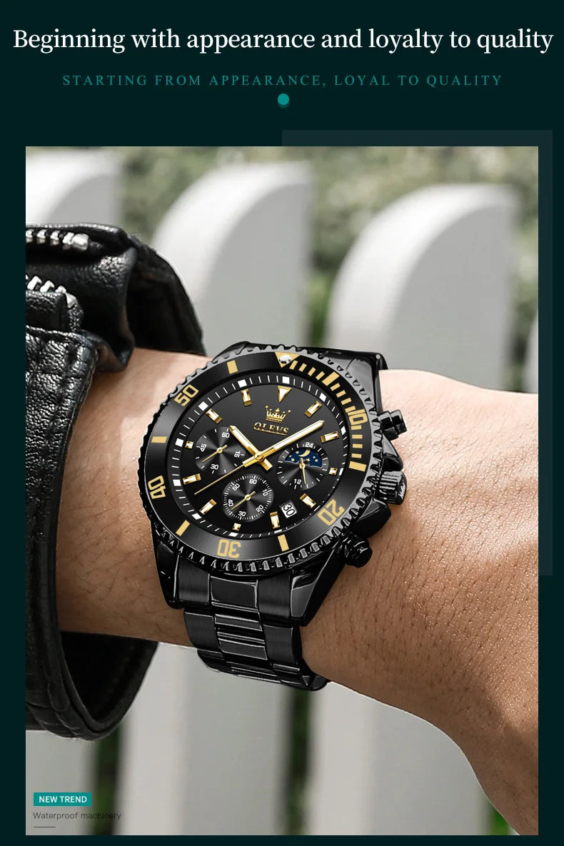 OLEVS Watches For Men Classic with Date Dress Luxury Big Face Waterproof Luminous Men's Wrist Watch Stainless Steel Men Watch