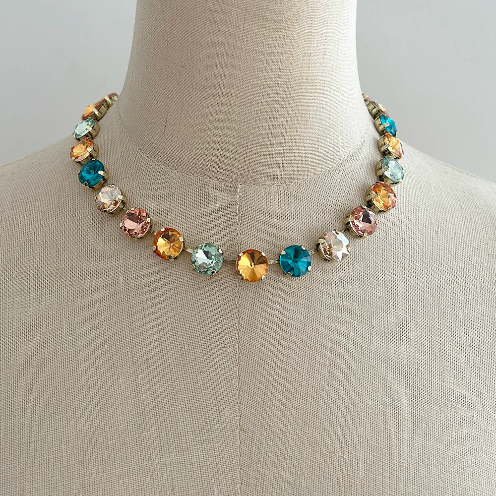 Luxury Shiny Crystal Claw Chain Necklace Multi-Color Optional Bohemian Exaggerated Clavicle Chain Big Bib Necklace Wholesale