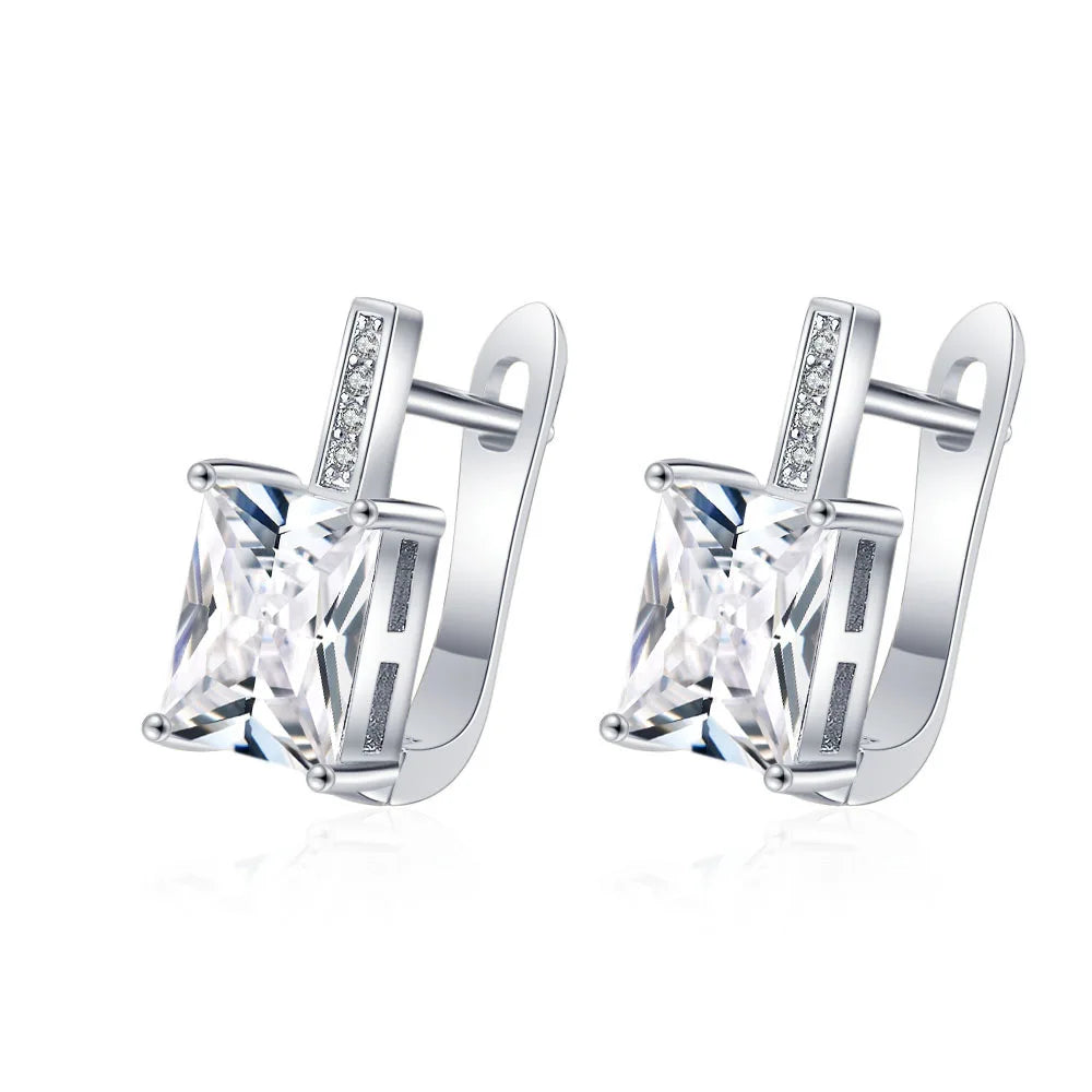 925 Sterling Silver Earrings Jewelry High Quality Retro Simple Pattern Purple White Zircon Earrings Hot Sale