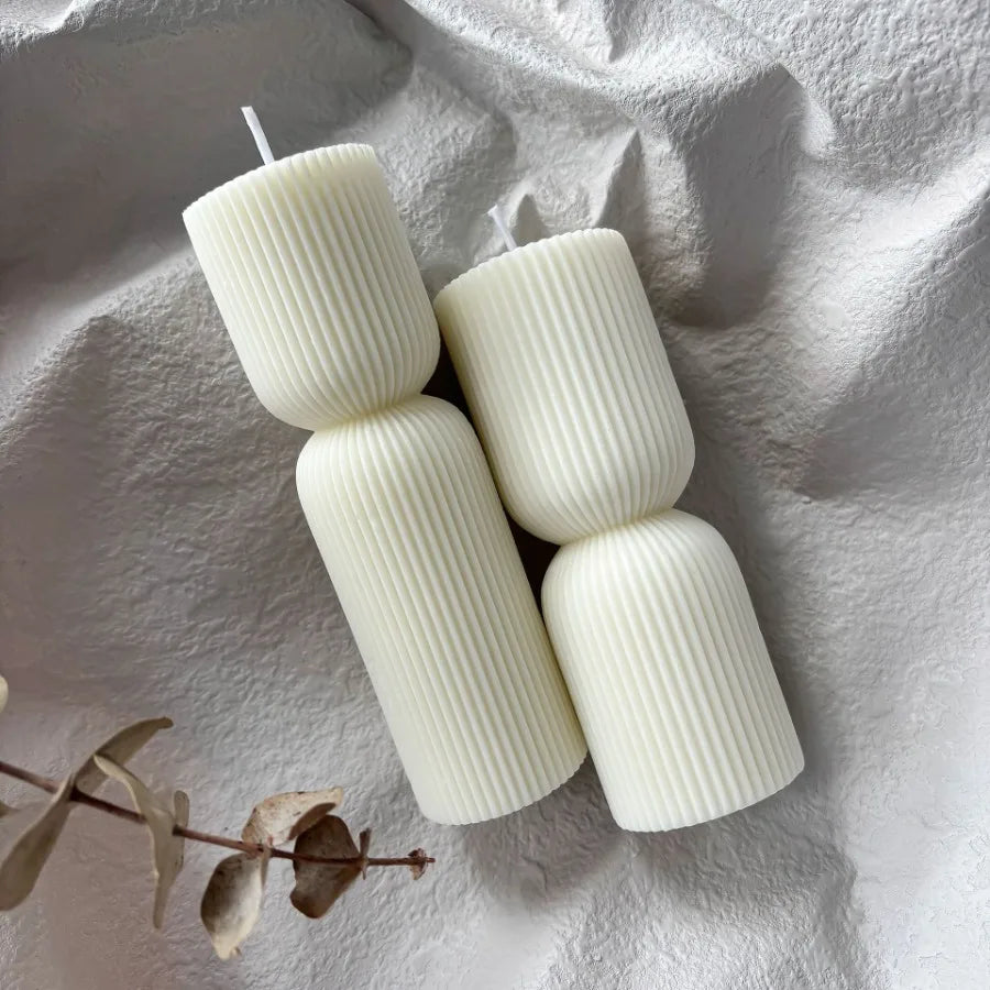 Nordic Minimalist Ribbed Cylinder Pillar Scented Candle Soy Wax Aromatherapy Candle Home Decor