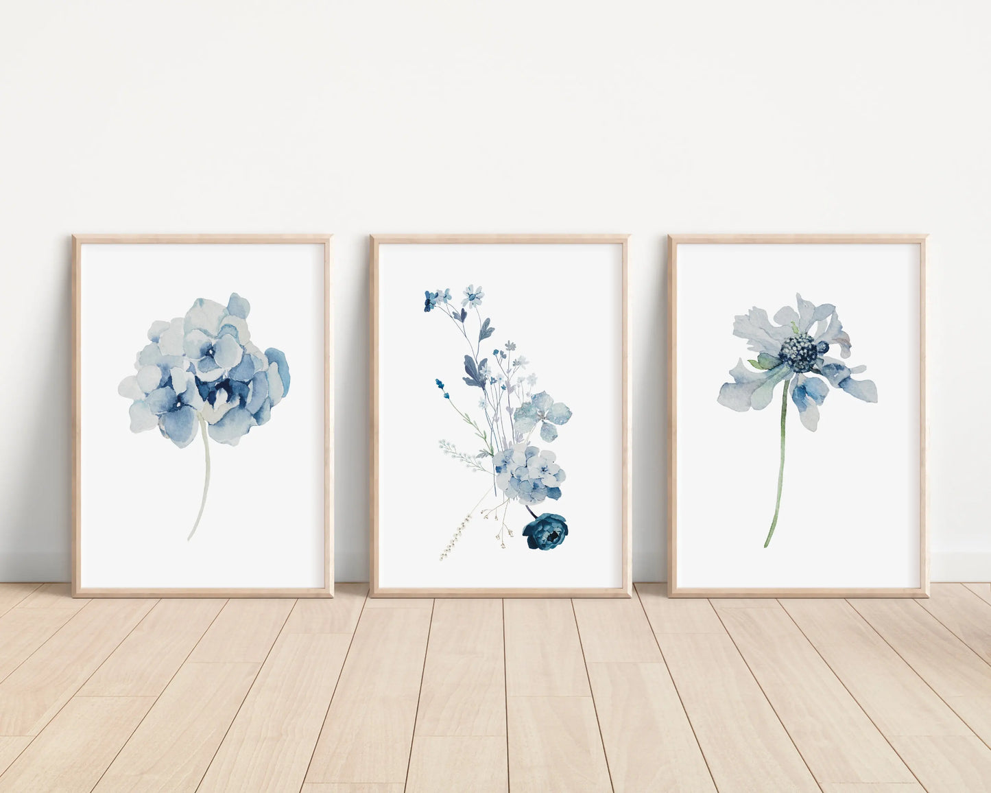 1/3Pcs Hamptons Provincial Poster, Hydrangea Blue Floral Flower Prints, Modern Coastal Home Decor Wall Art