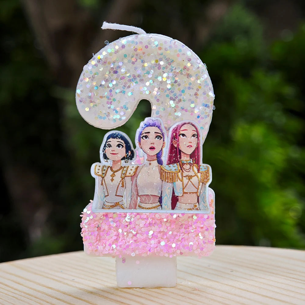 Kpop Demon Hunters Candle Number 0-9 Soccer Candle Cake Decoration Birthday Party for Kids Baby Shower Decor Gift