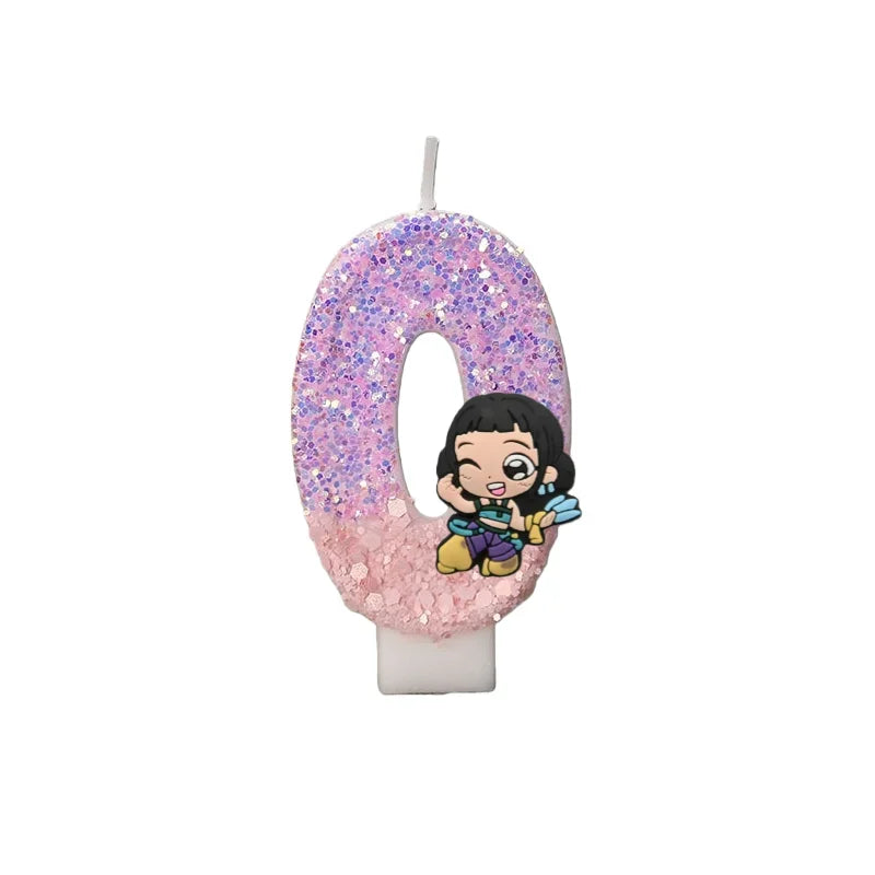 Cartoon Cute Girl Group Hunters Digital Candle Number 0-9 Kids Birthday Cake Decoration Supplies Party Accessories Supplies