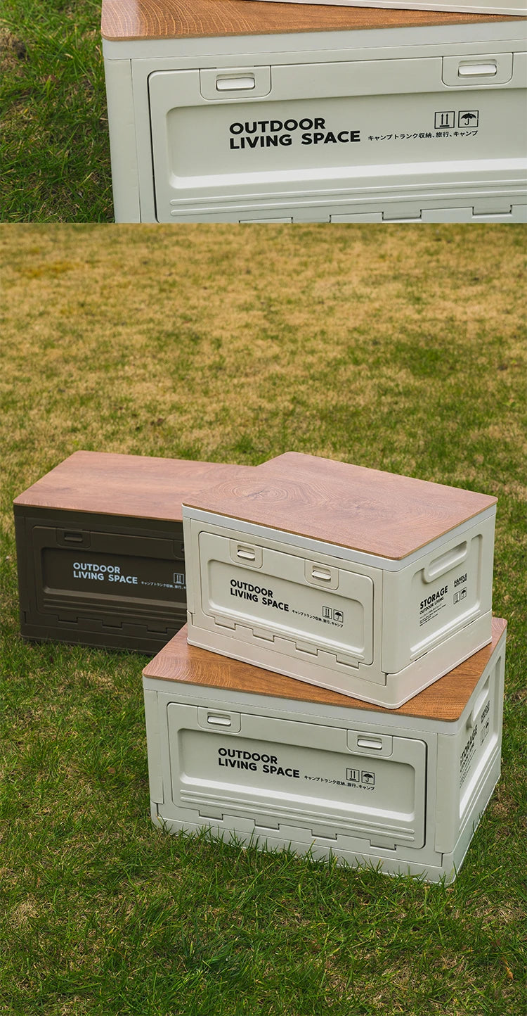 Outdoor Storage Box Camping Folding Box Camping Organizer Car Trunk Wooden Lid Industrial Air Storage Box