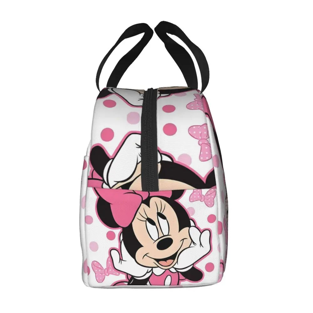Custom Mickey Pink Minnie Mouse Lunch Bag Women Creative Design Cooler Warm Insulated Lunch Box for Kids School