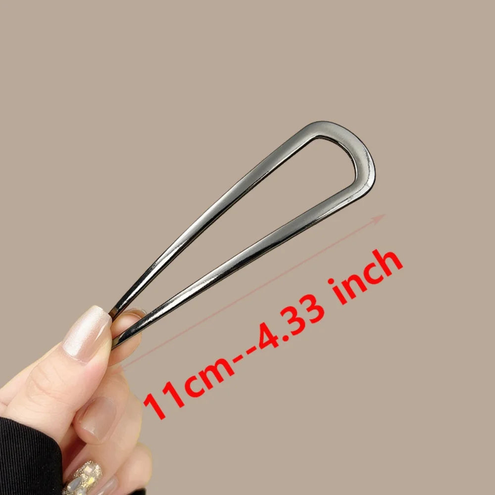 Vintage Metal U-Shaped Hair Fork Fashion Geometric Irregular Alloy Hairpin Clips Headwear Women Girls Simple Hair Sticks Gifts