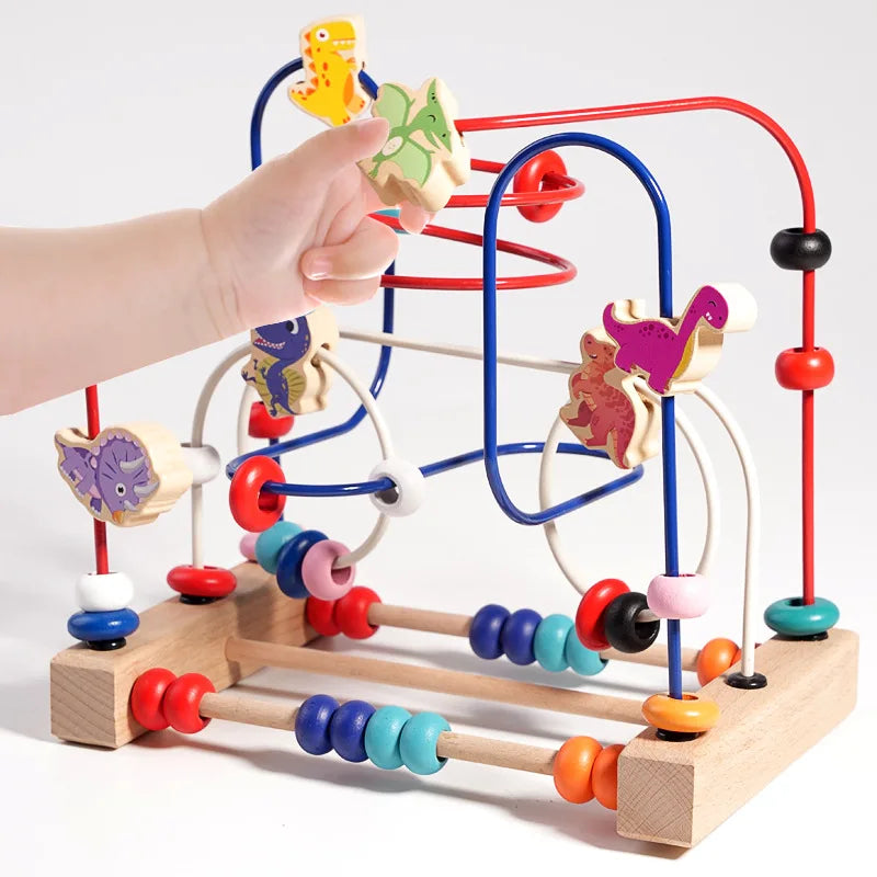 Montessori Baby Toys Wooden Roller Coaster Bead Maze Abacus Math Toys Toddler Early Educational Toys for 1 2 3 Years Kids Gifts