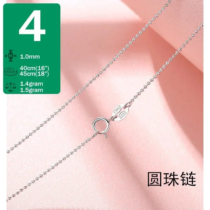 TrustDavis Real 925 Sterling Silver Necklace Water-wave Snake Beads Box Chain 40/45cm Necklace For Woman Necklace Jewelry DC25