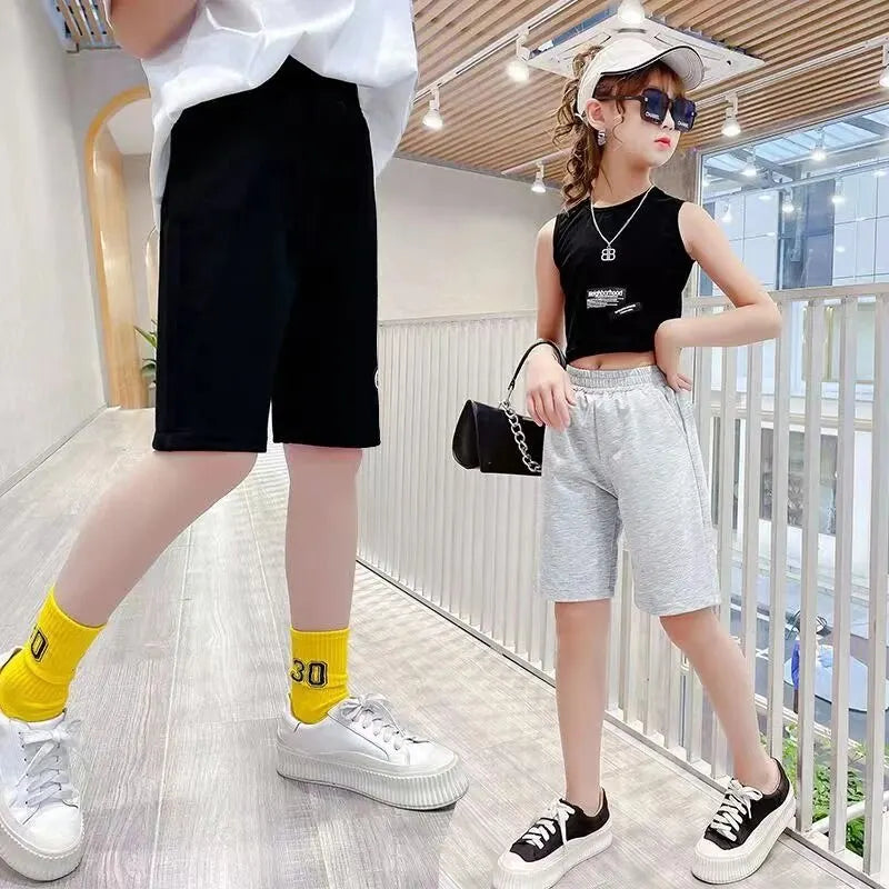3-14years Boys Summer Shorts Solid Cotton Kids Short Sweatpants Children Elastic Waist Half Pants