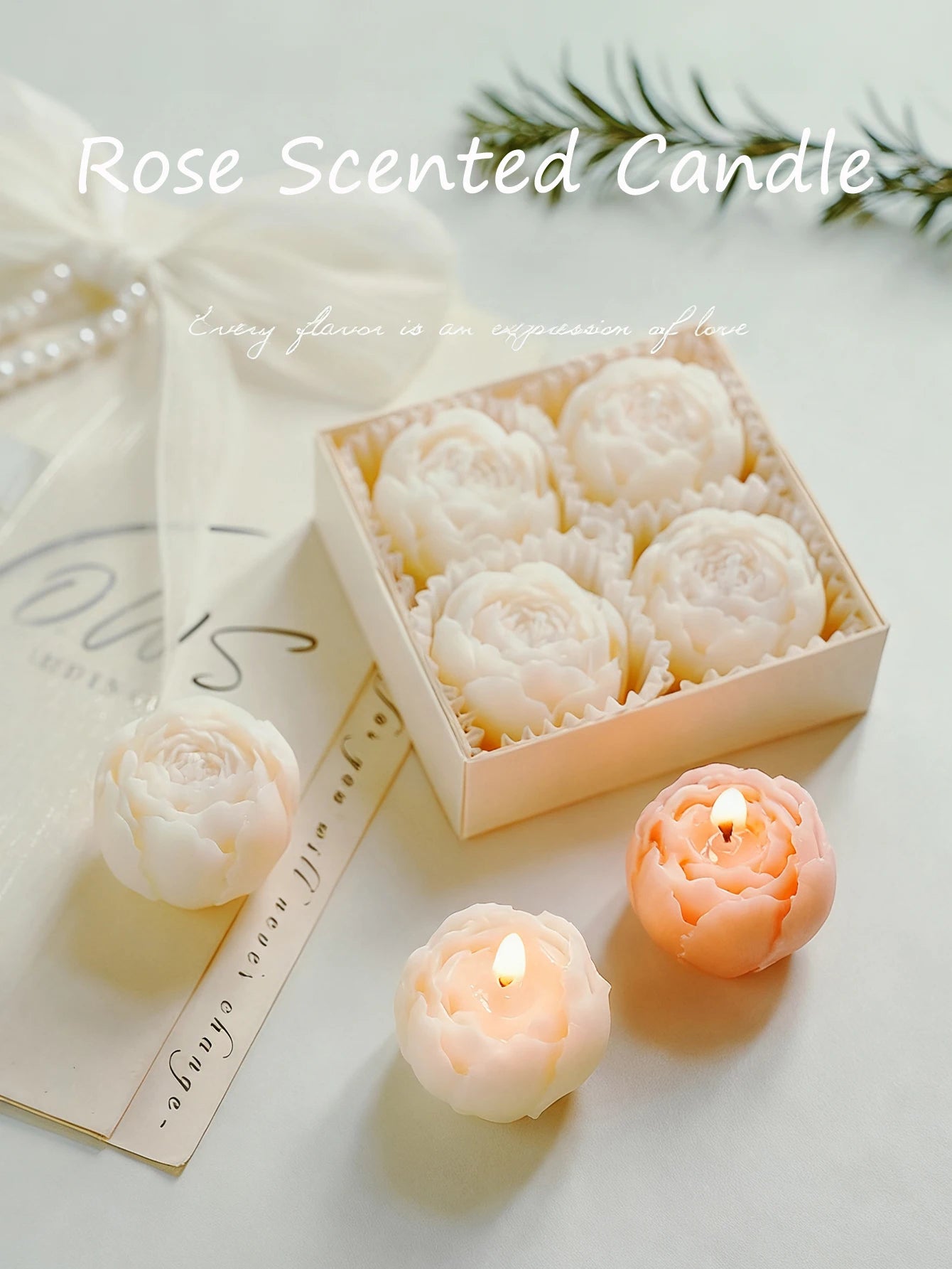 4-Pack Rose Scented Candle Gift Set ,Handmade, Elegant Room Decor, Gifts for women(Birthday/Valentine's Day/Wedding/Anniversary)
