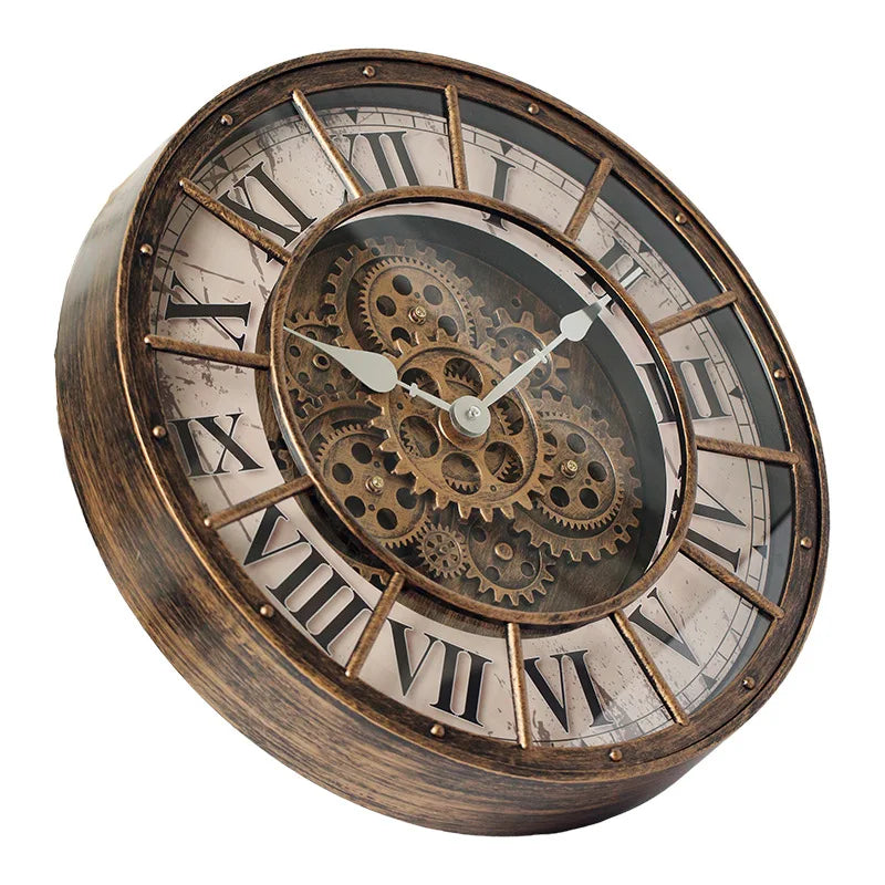 46cm Tianji Star Retro Rotating Gear Wall Clock Home Decorative Wall Clock Stylish Silent Scanning Movement Quartz Wall Clocks